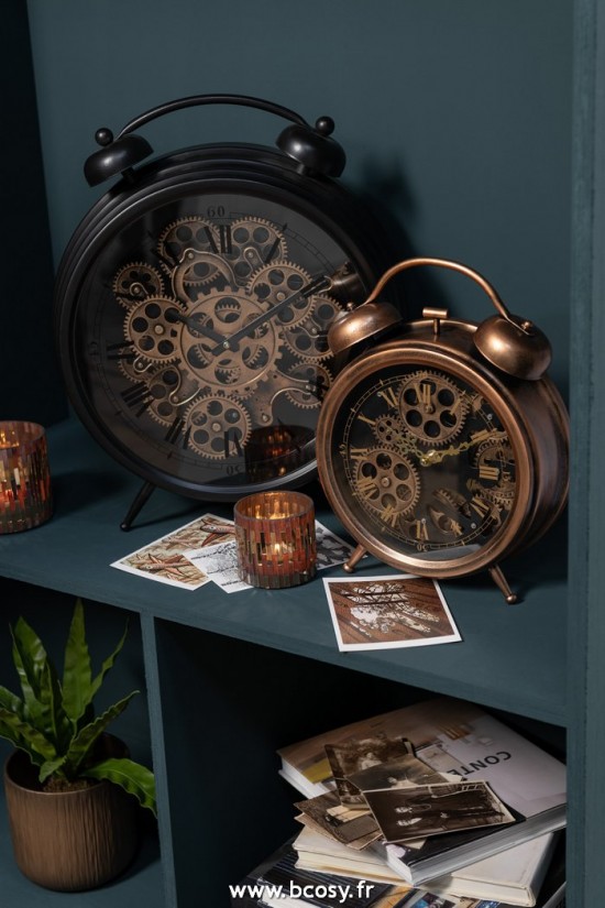 Jolipa J Line Jline Reveil Chiffres Romains Mecanisme Metal Cuivre Medium