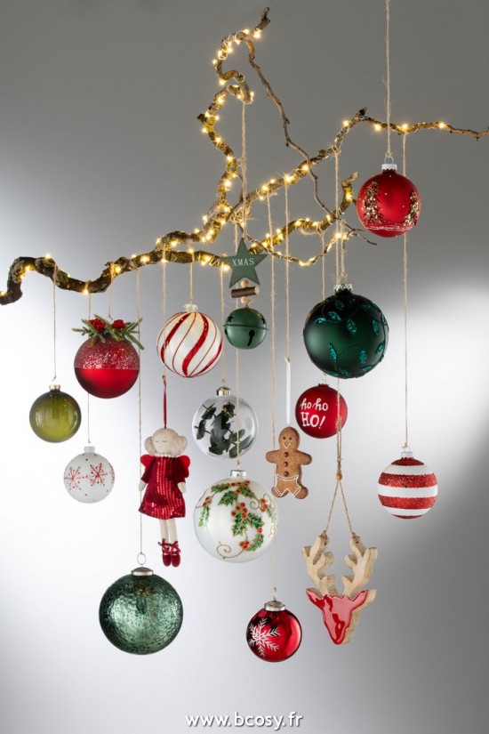 Jolipa J Line Jline Boite 6 Boules De Noel Sapin De Noel Paillettes Verre Blanc Rouge Small
