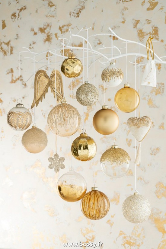 Jolipa J Line Jline Boite 4 Boules De Noel Verre Epais Transparent Or Medium