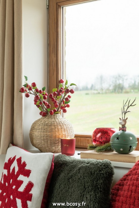 Jolipa Coussin Glacon Acryl Polyester Rouge Blanc.