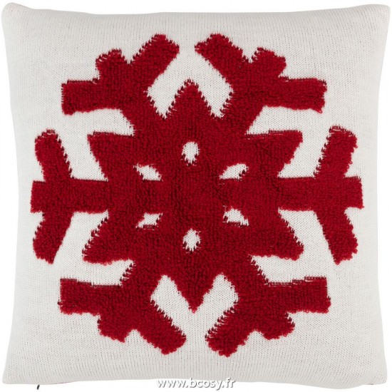 J Line Coussin Glacon Acryl Polyester Rouge Blanc L45xB45xH4 cm JLine 28060 by Jolipa 28060.