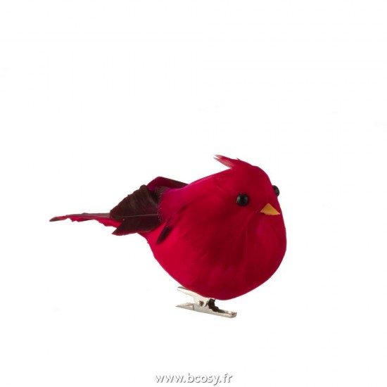 J Line Oiseau Avec Clip Polyfoam Plumes Rouge Fonce Large 13H Jline 2884 by Jolipa 2884