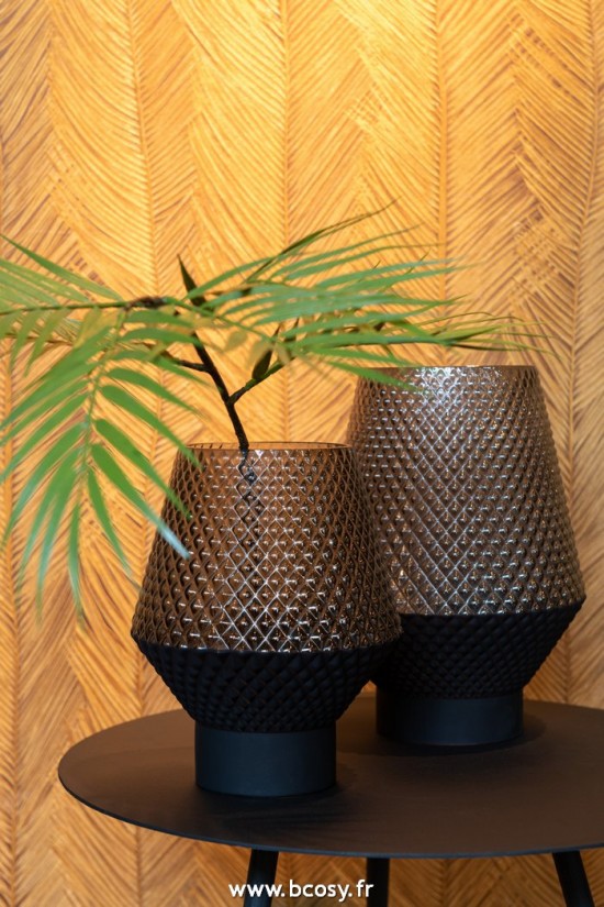 Jolipa J Line Jline Vase Motif Verre Gris Small