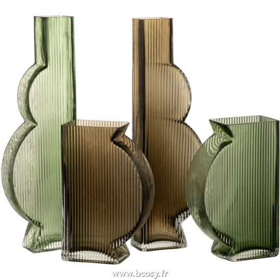 J-Line J Line vases Jolipa Vase Nino Verre Vert Large Assortiment De 2.