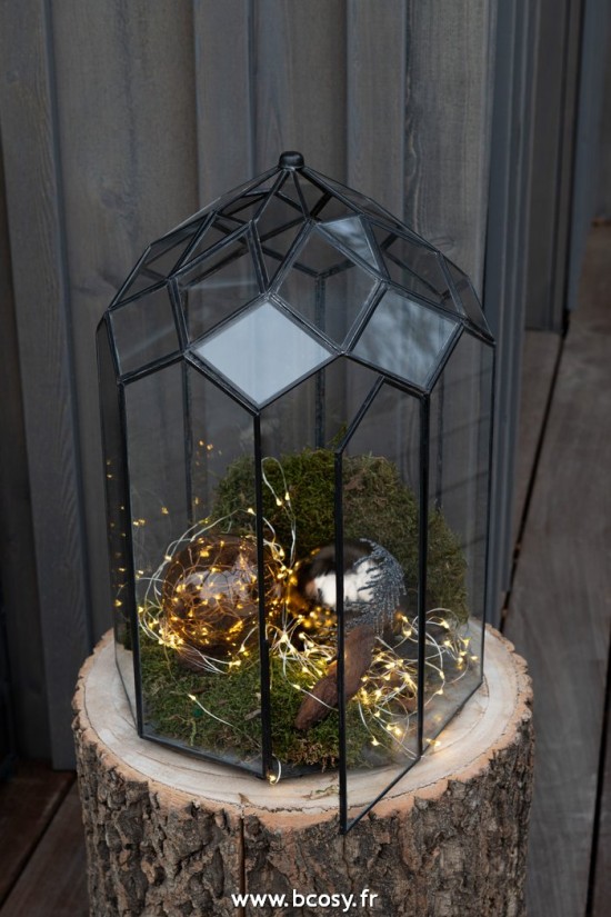 J-Line cachepots de fleur J Line Terrarium Verre Metal Noir Medium