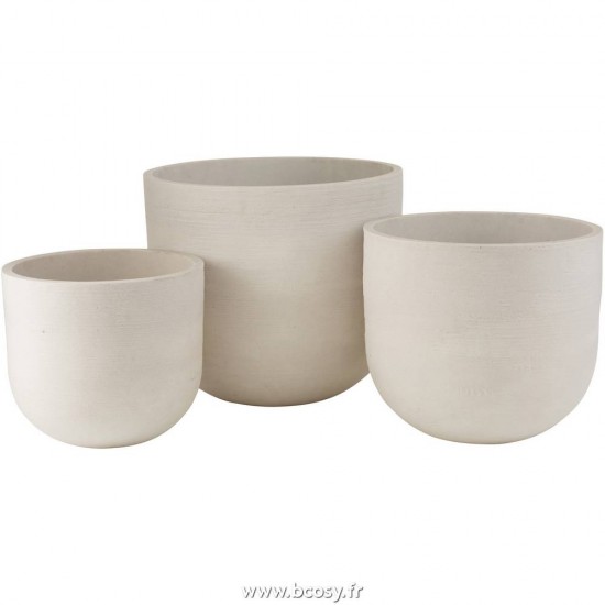 J Line Set 3 Cachepots Ronds Ceramique Haut Blanc 52 JLine 3271 by Jolipa 3271.