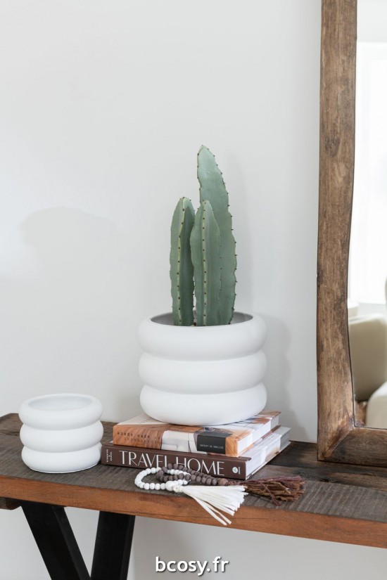 Jolipa Cachepot Anneau Ciment Blanc Large.