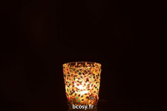 J-Line J Line photophores Jolipa Photophore Feuille Mosaique Verre Pastel Large.