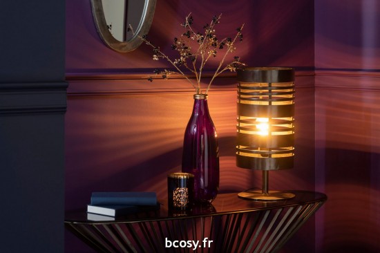 Jolipa Lampe De Table Cercle Metal Gris.