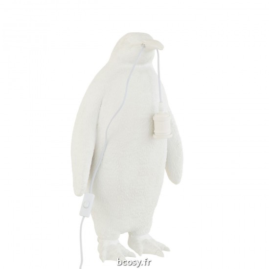 Jolipa Lampe Pingouin Resine Blanc Large.