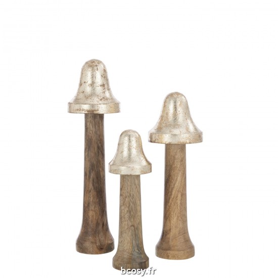 J Line Set De 3 Champignons Fins Bois Naturel Or JLine 38007 by Jolipa 38007.
