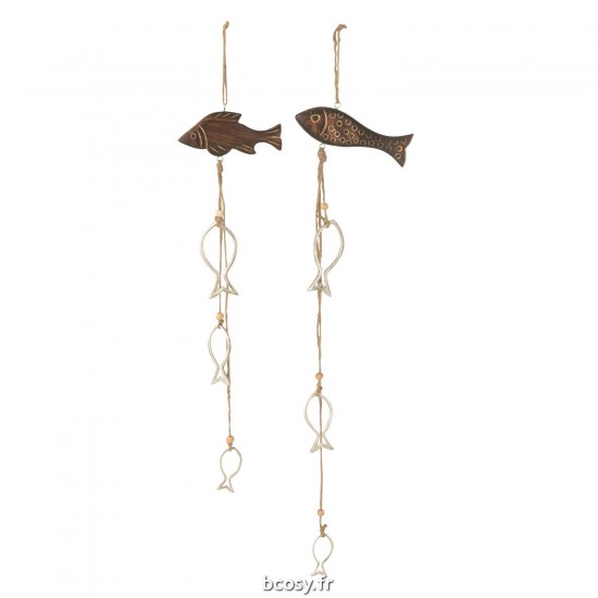 J Line Guirlande Poissons Manguier Aluminium Marron Fonce JLine 40219 by Jolipa 40219 Assortiment de 2 pcs.