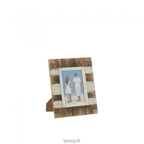 J Line Cadre Patchwork Paulownia Bois Naturel Blanc Small JLine 40365 by Jolipa 40365.