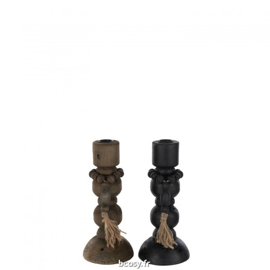 J Line Bougeoir Mike Pin Fer Noir Brun JLine 40940 by Jolipa 40940 Assortiment de 2 pcs.