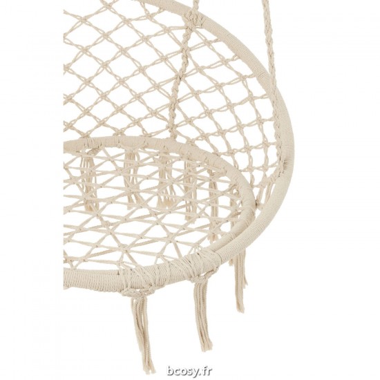 J-Line J Line fauteuils a bascule rotin berceuses berçantes Jolipa Balancelle Macramé Floches Polyester Beige.