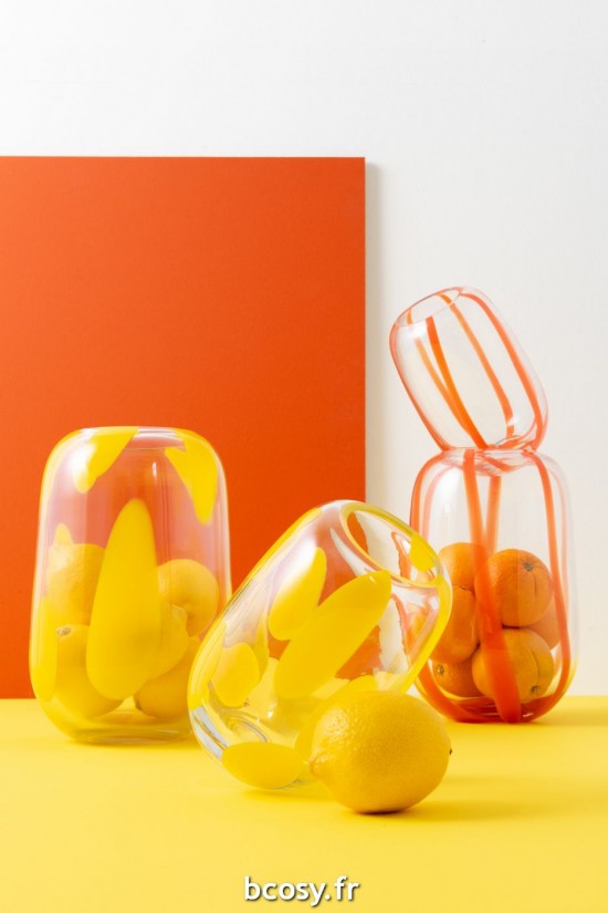 Jolipa Vase Pop Art Tache Verre Jaune Small.
