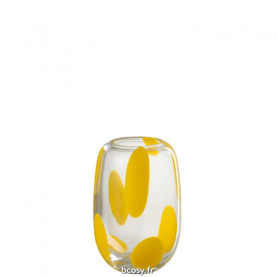 J Line Vase Pop Art Tache Verre Jaune Small JLine 42492 by Jolipa 42492.