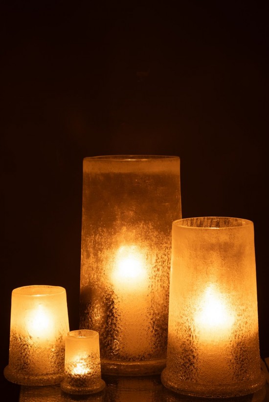 J-Line J Line lanternes photophores Phosphore Sucre Verre Blanc Extra Large.