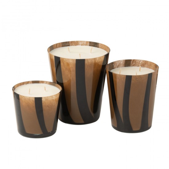 J-Line J Line bougies parfumées Jolipa Bougie Parfumee Noa Lignes Taupe Large 95Heures.