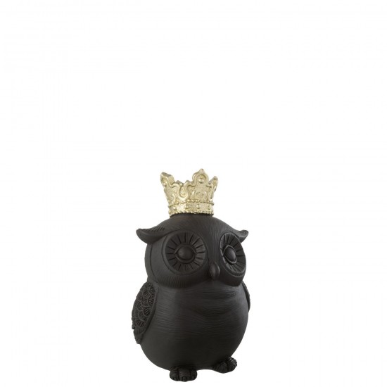 J Line Hibou Couronne Resine Noir Or Small JLine 45292 by Jolipa 45292.