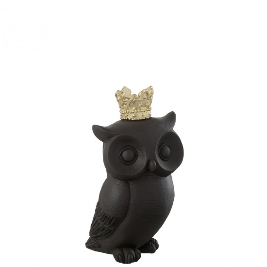 J Line Hibou Couronne Resine Noir Or Large JLine 45293 by Jolipa 45293.