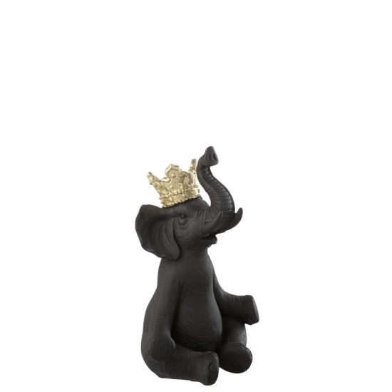 J Line Elephant Couronne Resine Noir Or Large JLine 45295 by Jolipa 45295.