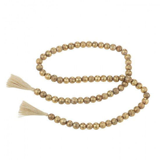 J Line Guirlande Pompon Perle Bois De Manguier Naturel Or JLine 45364 by Jolipa 45364.