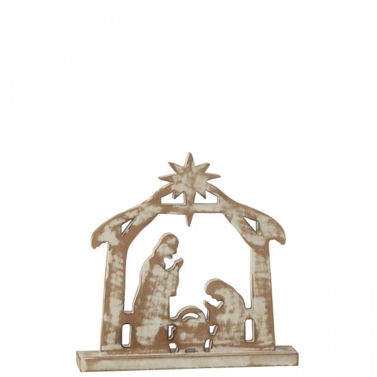 J Line Creche Bois De Manguier Blanc Casse Naturel Large JLine 45383 by Jolipa 45383.