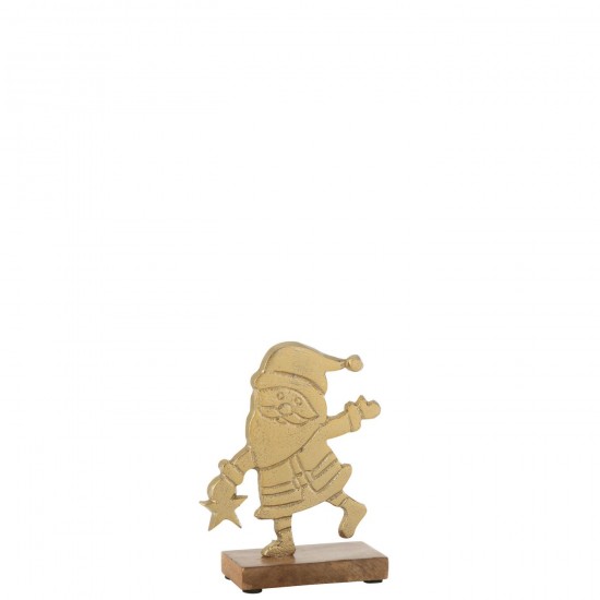 J Line Pere Noel Etoile Sur Pied Aluminium Bois Or Small JLine 45424 by Jolipa 45424.