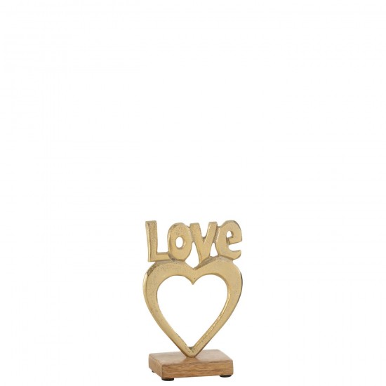 J Line Love Coeur Sur Pied Aluminium Bois Or Small JLine 45427 by Jolipa 45427.