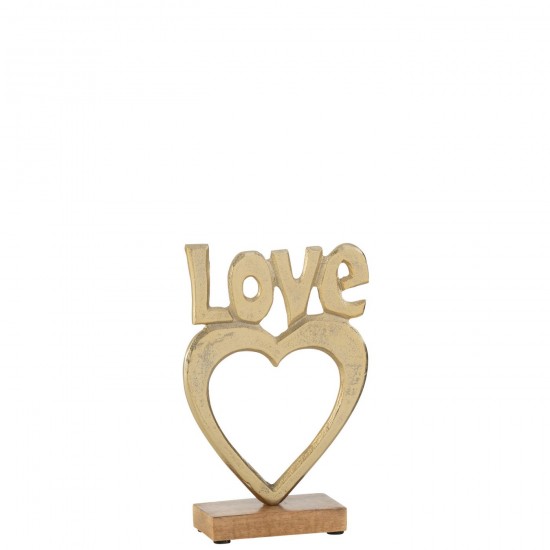 J Line Love Coeur Sur Pied Aluminium Bois Or Large JLine 45428 by Jolipa 45428.