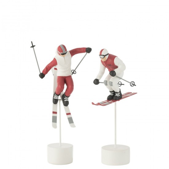 J Line Skieur Course Resine Rouge Blanc JLine 45468 by Jolipa 45468 Assortiment de 2 pcs.