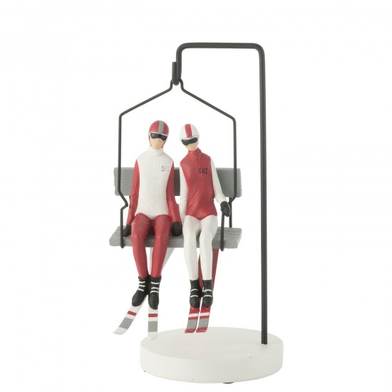J Line Telesiege Ski Couple Resine Rouge Blanc JLine 45473 by Jolipa 45473.