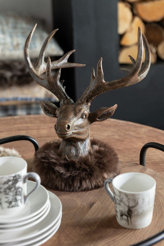 Jolipa Tete De Cerf Fourrure Resin Brun Large.