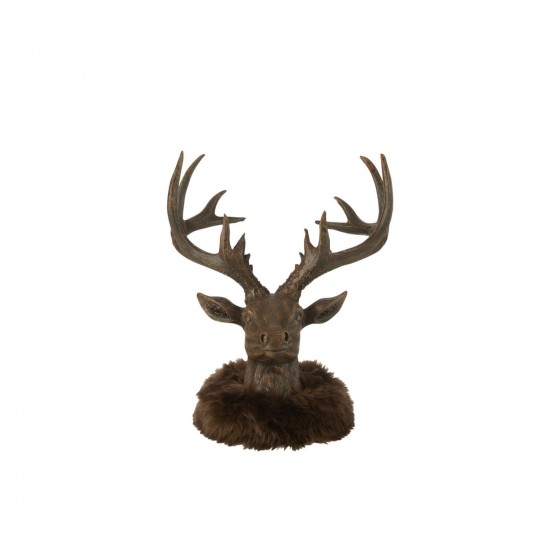 J Line Tete De Cerf Fourrure Resin Brun Large JLine 45627 by Jolipa 45627.