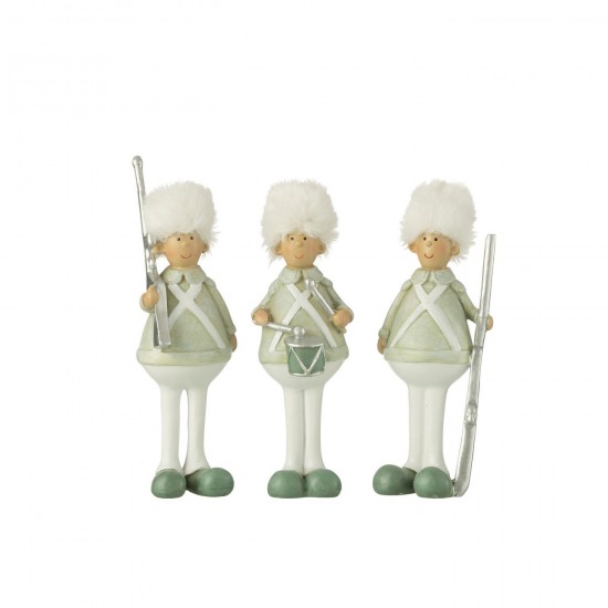 J Line Soldat Fusil Tambour Vert Blanc Small JLine 45634 by Jolipa 45634 Assortiment de 3 pcs.