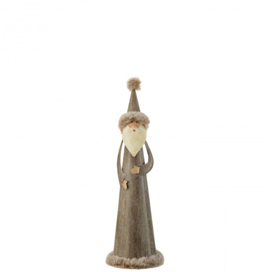 J Line Père Noël Rond Fourrure Metal Gris Small JLine 45659 by Jolipa 45659.