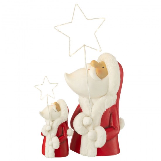 Jolipa Père Noël Led Etoile Resin Blanc Rouge Large.