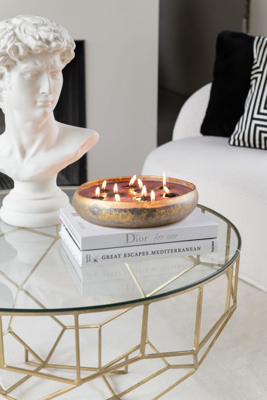 J-Line J Line bougies parfumées Bougie Senteur M Chic Verre Or Noir Xl 35H.