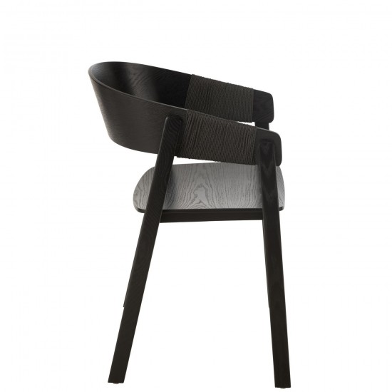 J-Line J Line chaises de repas Jolipa Chaise Naga Bois De Frene Corde Noir.