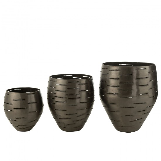 Jolipa Set 3 Photophores Boules Metal Noir.