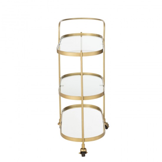 J-Line J Line desserte chariot à roues Jolipa Desserte Ovale Metal Miroir Or.