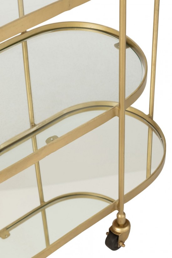J-Line J Line desserte chariot à roues Desserte Ovale Metal Miroir Or.