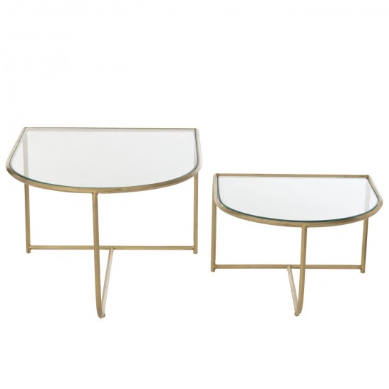 J-Line J Line tables d appoint bouts de canapé Jolipa Set 2 Table Porte Metal Verre Or.