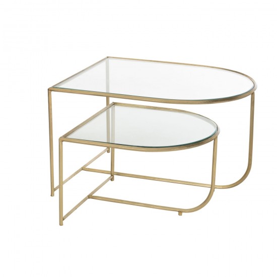 J-Line J Line tables d appoint bouts de canapé Set 2 Table Porte Metal Verre Or.