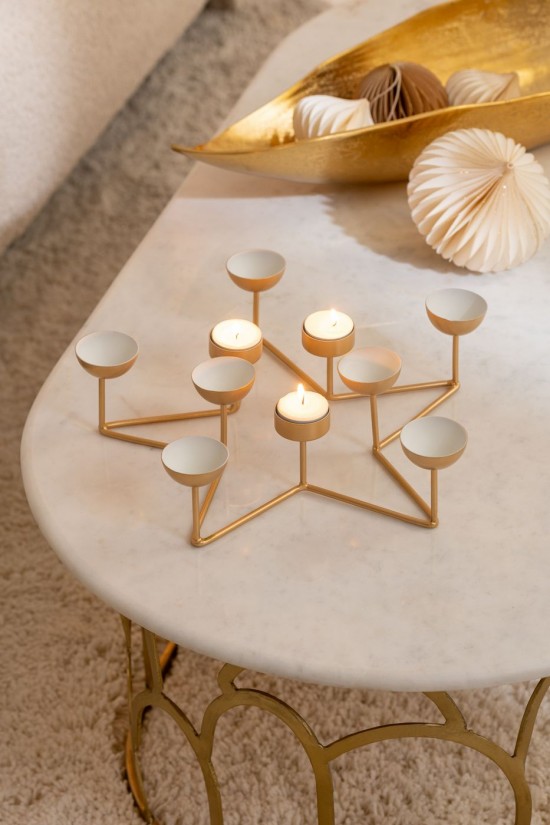 J-Line Tavolo Da Salotto Moza Metallo/Marmo Oro.