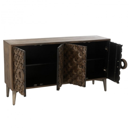 J-Line Credenza 4 Porte Legno Di Mango/Mdf Marrone.