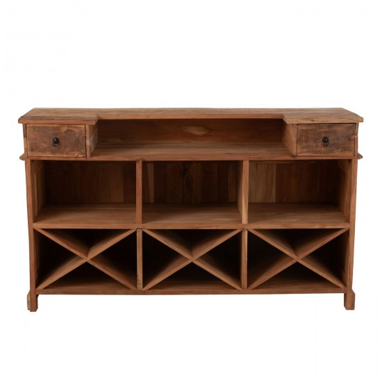 Jolipa Bar 2 Tiroirs Bois Recycle Naturel.