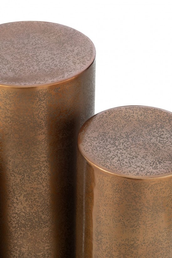 Jolipa Set De 3 Piliers Rond Metal Or.