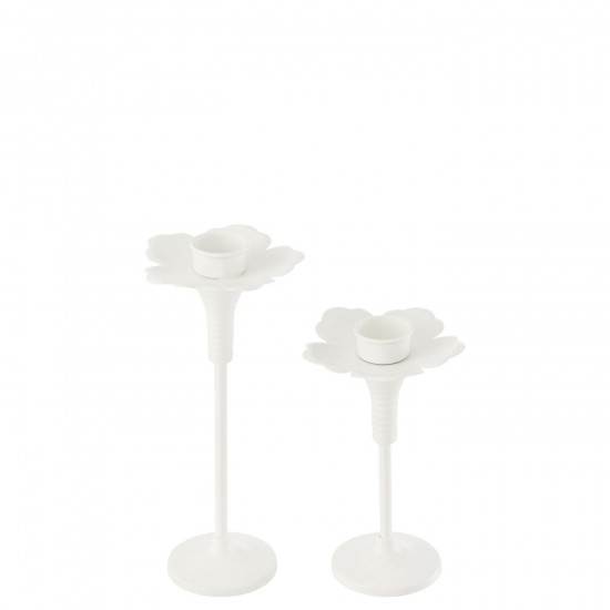 J-Line J Line chandeliers candélabres Jolipa Set De 2 Porte Bougie Oldies Metal Blanc.